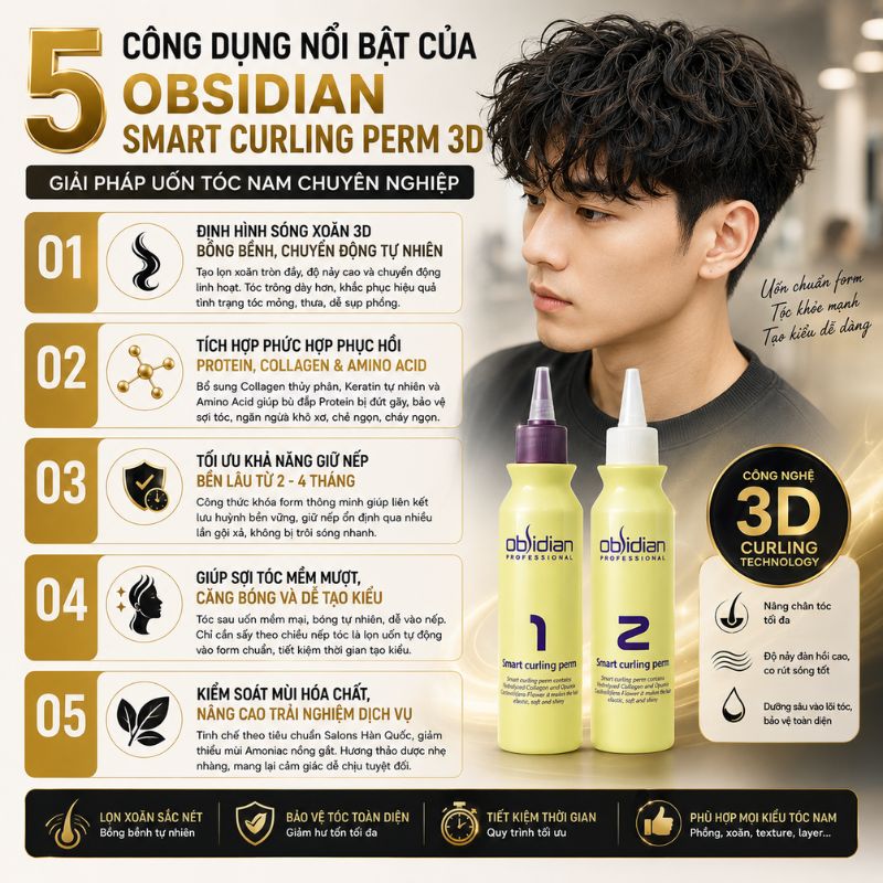 5 công dụng nổi bật của thuốc uốn tóc nam obsidian 