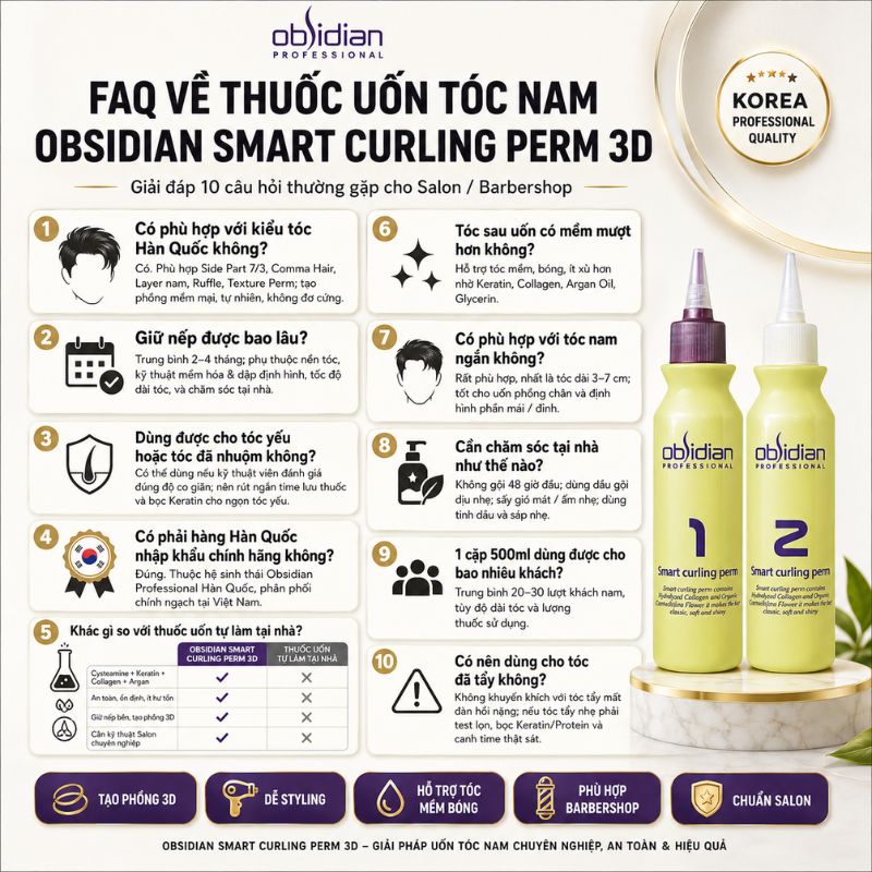 FAQ về thuốc uốn tóc nam obsidian