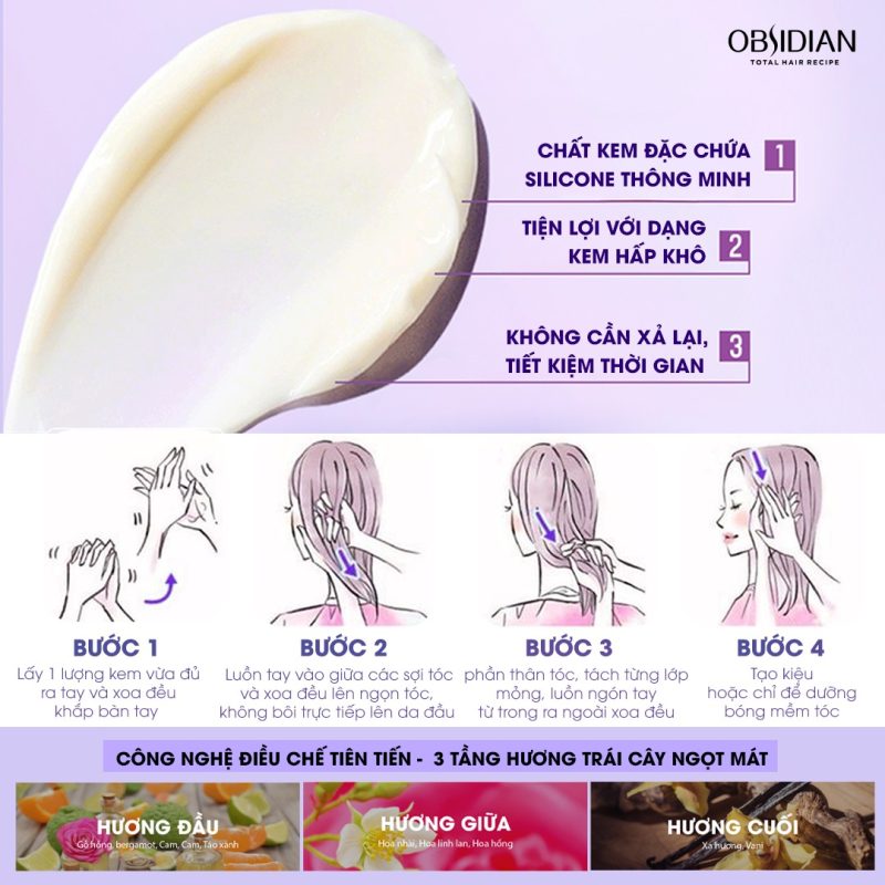kem hấp khô obsidian các bước sử dụng chuẩn salon