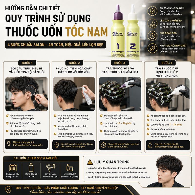 Hướng dẫn quy trình sử dụng thuốc uốn tóc nam