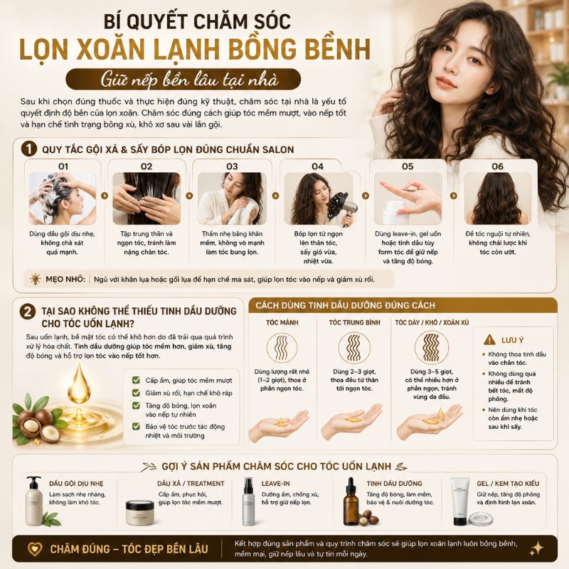 Bí quyết chăm sóc lọn xoăn lạnh bồng bềnh