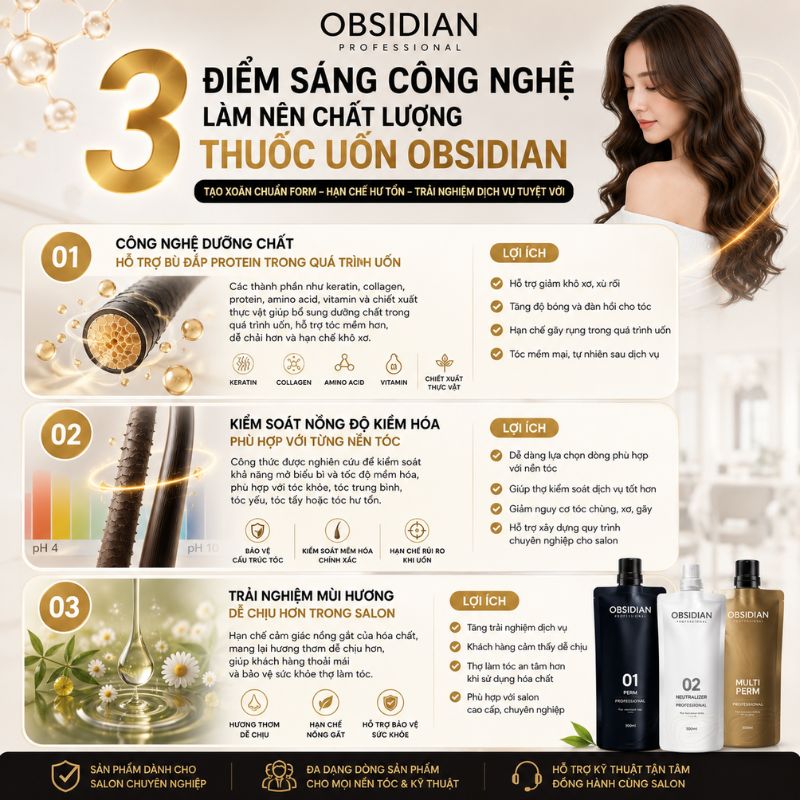 3 điểm sáng công nghệ trong các sản phẩm thuốc uốn tóc obsidian