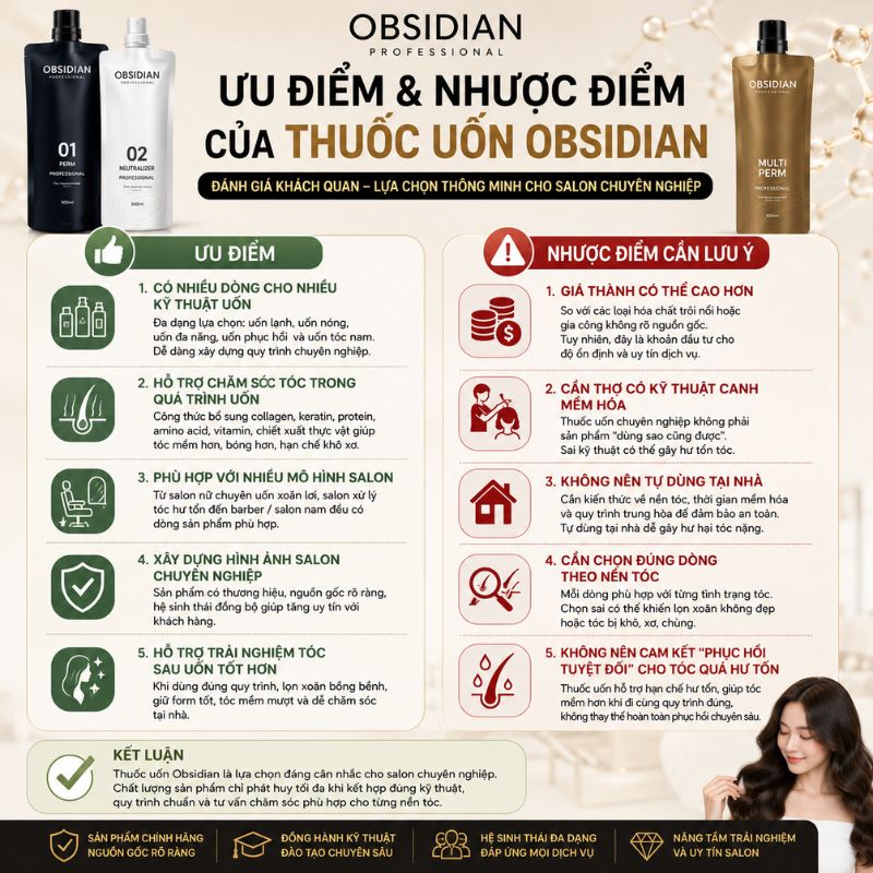 Ưu nhược điểm của thuốc uốn tóc Obsidian