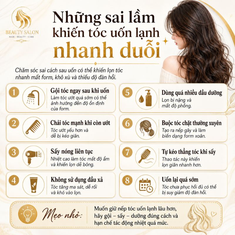 những sai lầm khiến tóc uốn nhanh duỗi